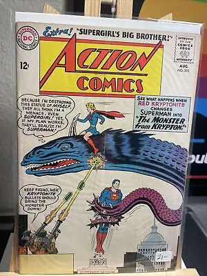 Buy Action Comics 303 Silver Age DC 1963 Superman Supergirl Comic Curt Swan Cover • 14.27£