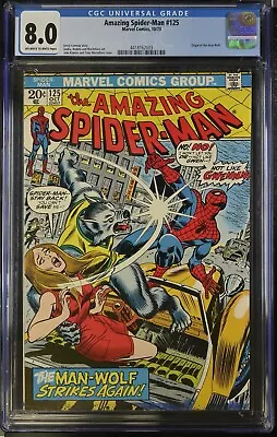 Buy Amazing Spider-Man # 125 CGC 8.0 - Marvel Comics, 10/1973 -  Origin Of Man-Wolf • 103.93£