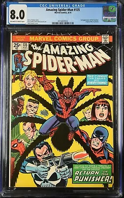 Buy AMAZING SPIDER-MAN #135 (1974) - CGC 8.0 - 2nd Appearance Of The PUNISHER • 280£