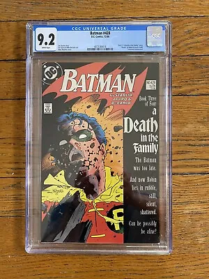 Buy Batman 428 CGC Graded 9.2 NM- Newsstand Death Of Jason Todd/Robin DC Comics 1988 • 55.60£