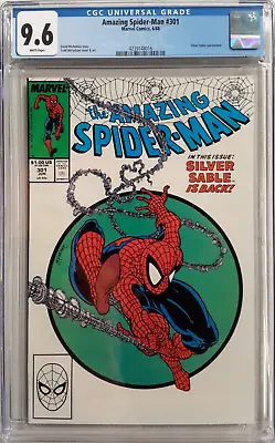 Buy 🕸AMAZING SPIDER-MAN #301 CGC 9.6*1988 MARVEL*WHITE❄PAGES*TODD McFARLANE COVER🕷 • 355.46£