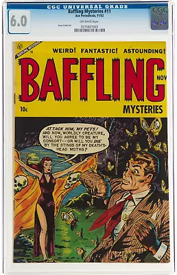 Buy Baffling Mysteries #18 ERROR COVER CGC 6.0 SCARCE PRE-CODE HORROR SKULL  COVER • 304.14£
