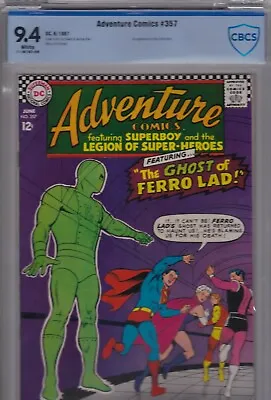 Buy Adventure Comics #357 1967 Cbcs 9.4 Nm Superboy Legion Of Super-heroes L@@k! • 256.19£
