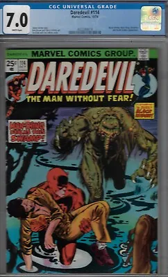 Buy Daredevil #114- Cgc 7.0 F/vf  Marvel Comic-1974 Black Widow /manthing • 119.84£