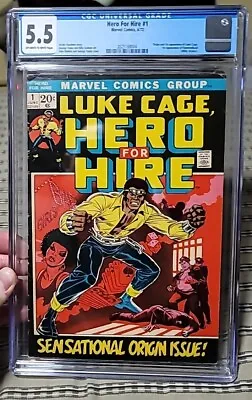 Buy Hero For Hire  #1 *cgc 5.5 * Origin & 1st App Of Luke Cage 1972 • 220.68£