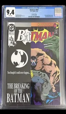 Buy 1993 DC Comics BATMAN #497 BANE Breaks Back Movie CGC 9.4 White Pages KEY • 90.92£