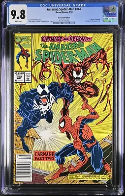 Buy AMAZING SPIDER-MAN #362 !! CGC 9.8 !! Newsstand Carnage Venom Human Torch 1992 • 155.48£