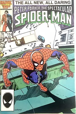 Buy Spectacular Spider-man. # 114.  1st Series. Keith Pollard-cover. Vfn. May 1986. • 7.49£