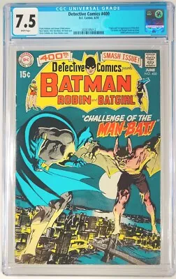 Buy Detective Comics #400 White Pg CGC 7.5 1st Man-Bat 1970 Neal Adams Batman Key VF • 535.27£