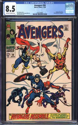 Buy Avengers #58 Cgc 8.5 Ow/wh Pages // Origin Of The Vision Marvel Comics 1968 • 138.36£