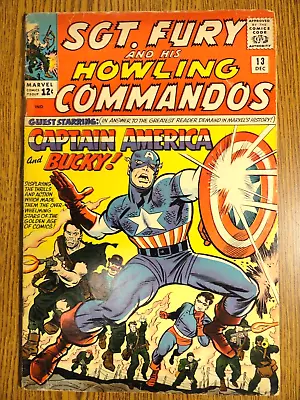 Buy Sgt Fury & His Howling Commandos #13 Key VG- 1st Cap & Nick Fury Team-Up Marvel • 132.76£