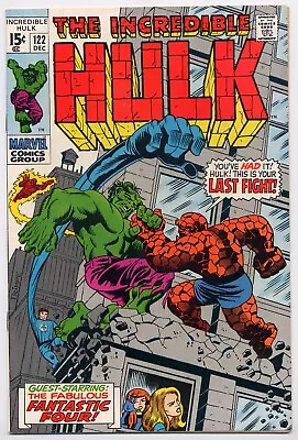 Buy Incredible Hulk 122 VF/NM 1969 Marvel Comics Vs Thing Fantastic Four Herb Trimpe • 111.93£