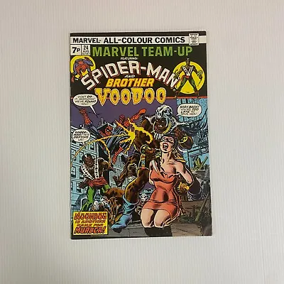 Buy Marvel Team-Up Spider-Man Brother Voodoo #24 1974 VF- 1st Mood Dog Pence Copy • 45£