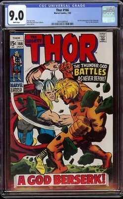 Buy Thor # 166 CGC 9.0 White (Marvel, 1969) 2nd Appearance Of Warlock • 315.81£
