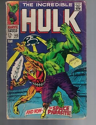 Buy 1967 Incredible Hulk #103  - First Appearance Of Space Parasite - Rare • 33.37£
