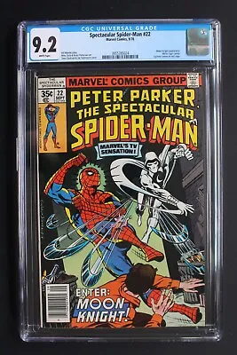 Buy SPECTACULAR SPIDER-MAN #22 Early MOON KNIGHT Pre #1 1978 White Tiger CGC NM- 9.2 • 88.30£