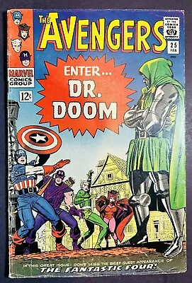Buy Avengers #25 Marvel Comics AVENGERS Vs Dr. Doom KEY Battle Kirby  1966!!! • 101.70£