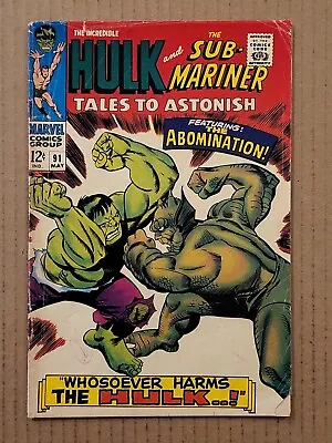Buy Tales To Astonish #91 2nd Abomination Appearance Marvel 1967 VG • 39.51£