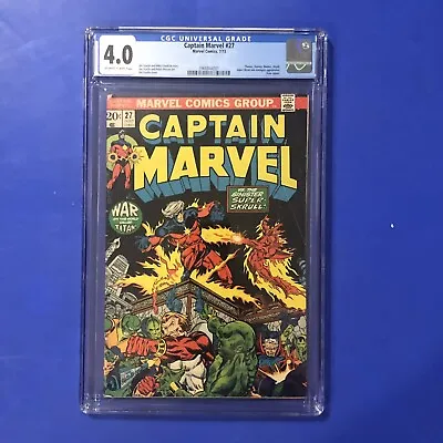 Buy CAPTAIN MARVEL #27 CGC 4.0 1ST APPEARANCE STARFOX HARRY STYLES Marvel Comic 1973 • 131.30£