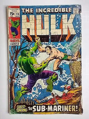 Buy Marvel Comics Incredible Hulk #118 Classic Battle With Sub-Mariner GD/VG 3.0 • 11.85£