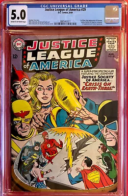 Buy Justice League Of America #29 (1964) CGC 5.0 JSA Crossover 1st SA App Starman • 199£