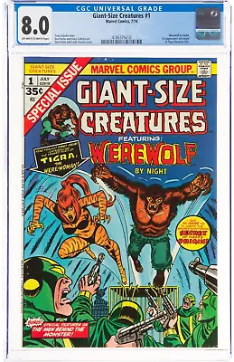 Buy 1974 MARVEL GIANT-SIZE CREATURES #1 1ST APPEARANCE Tigra Werewolf CGC 8.0 OWW • 181.42£