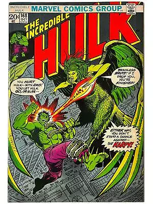 Buy Incredible Hulk #168 1st App Harpy (Betty Ross) 1973 VF- 7.5 • 43.48£