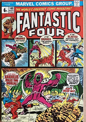 Buy Fantastic Four #140 November 1973 Origin Of Annihilus Nice Key 🔥🔑pence Variant • 24.99£