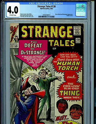 Buy Strange Tales #130 CGC 4.0 1965 Marvel Comics Dr Strange Beatles K30 • 128.09£