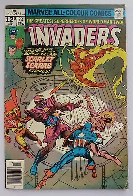 Buy The Invaders #23 - 1st App Scarlet Scarab UK Variant Marvel Dec 1977 FN 6.0 • 24.95£