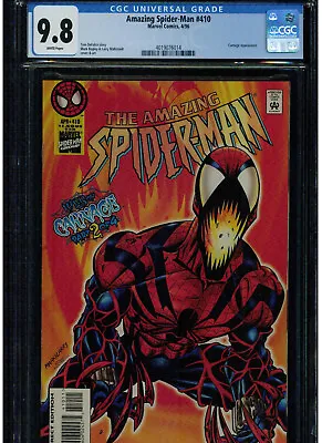 Buy Amazing Spider Man #410 Cgc 9.8 Mint White Pages 1996 Carnage Appearance Bagley • 156.53£