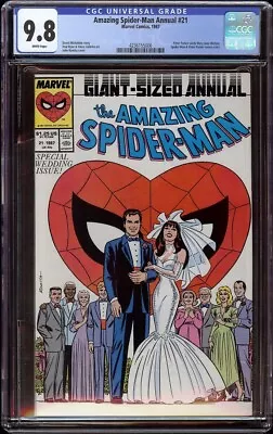 Buy Amazing Spider-Man Annual # 21 CGC 9.8 White (Marvel, 1987) Peter Parker Weds MJ • 177.89£