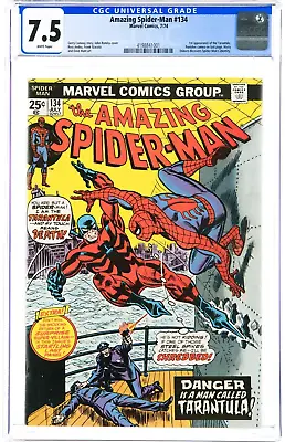 Buy Amazing Spider-Man 134 CGC 7.5 OWW 1st Appearance Tarantula Punisher Cameo 1 2 • 195.31£