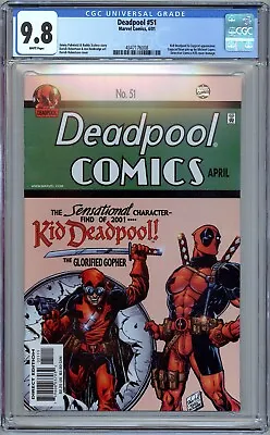 Buy Deadpool #51. (2001) 1st Full Kid Deadpool. Detective Comics #38 Homage. CGC 9.8 • 118.26£