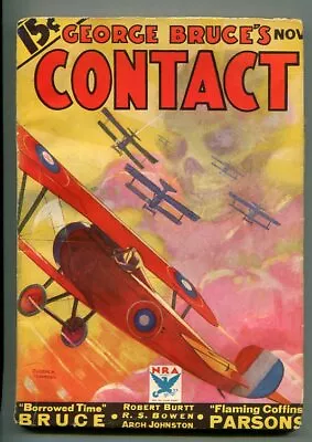 Buy GEORGE BRUCE'S CONTACT 12/1933-WWI AVIATION-BI-PLANE-FADED SPINE-FRANDZEN-vg • 141.04£