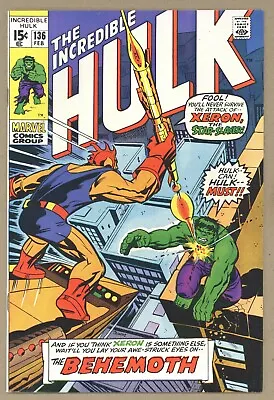 Buy Incredible Hulk 136 VF 1st XERON STAR-SLAYER + KLAATU! Abomination! 1971 V357 • 31.62£
