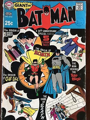 Buy Batman #213 - Aug 1969 Issue Unofficial Grade: FN-/FN DC Comic Silver Age Giant • 39.95£