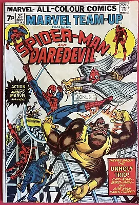 Buy Marvel Team-Up #25 (1974) Spider-Man & Daredevil Marvel Value Stamp Intact • 14.95£