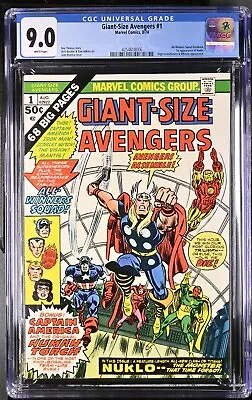 Buy GIANT-SIZE AVENGERS #1 1st NUKLO 2nd INVADERS 1974 BA Ms America Whizzer CGC 9.0 • 93.93£