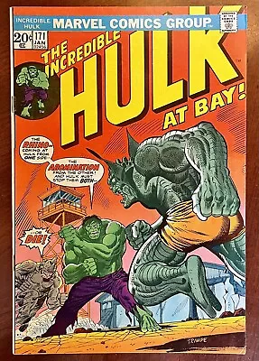 Buy Incredible HULK #171 At Bay 1974 Vs Rhino Abomination Jim Wilson Nice Condition • 34.31£