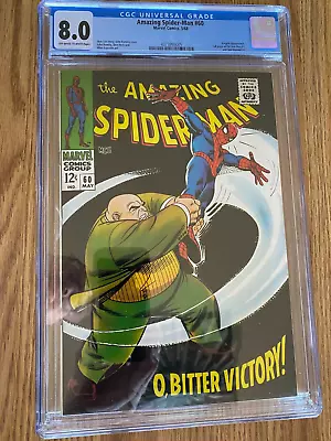 Buy Rare Amazing Spider-man #60 Cgc 8.0 Vf Ow/w Glossy Beauty Classic Kingpin Cover! • 361.93£