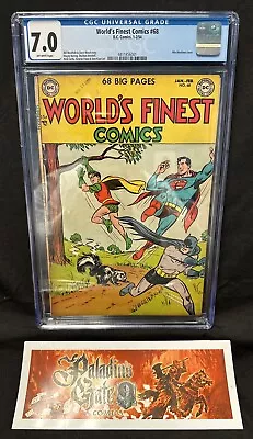 Buy World's Finest Comics #68 CGC 7.0 (DC 1954) Batman, Superman And Tomahawk! • 1,918.08£