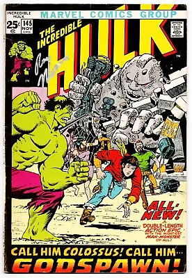 Buy Incredible Hulk #145 VG Origin Retold Signed W/COA Roy Thomas 1971 Marvel Comics • 52.49£