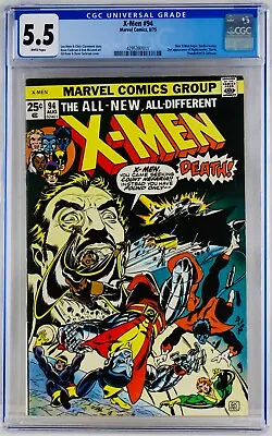 Buy X-Men #94 CGC 5.5 White Pages 1975 Marvel Comics FN- New Team Begin Uncanny • 402.13£