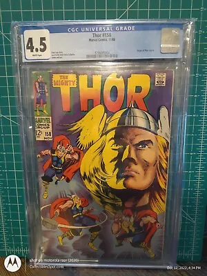 Buy THOR #158 - CGC 4.5 - ORIGIN OF THOR RETOLD - STAN LEE STORY , Kirby Cover! 🔥 • 51.03£