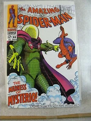 Buy AMAZING SPIDER-MAN # 66 1968 Silver Age COVERLESS, COMPLETE Classic Mysterio Cvr • 34.10£