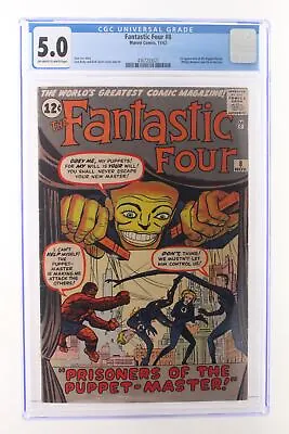 Buy Fantastic Four #8 - Marvel Comics 1962 CGC 5.0 1st Appearance Of The Puppet Mast • 425.46£
