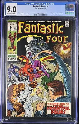 Buy Fantastic Four #94 CGC VF/NM 9.0 1st Appearance Agatha Harkness! Marvel 1970 • 287.03£