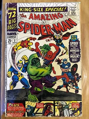 Buy Amazing Spider-Man Annual 3 (1966) Avengers, Hulk App. Daredevil Cameo, Cents • 25.99£
