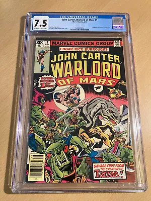 Buy John Carter Warlord Of Mars 1 (1977) – Marvel Comics Bronze Age – CGC 7.5 VFN- • 45£